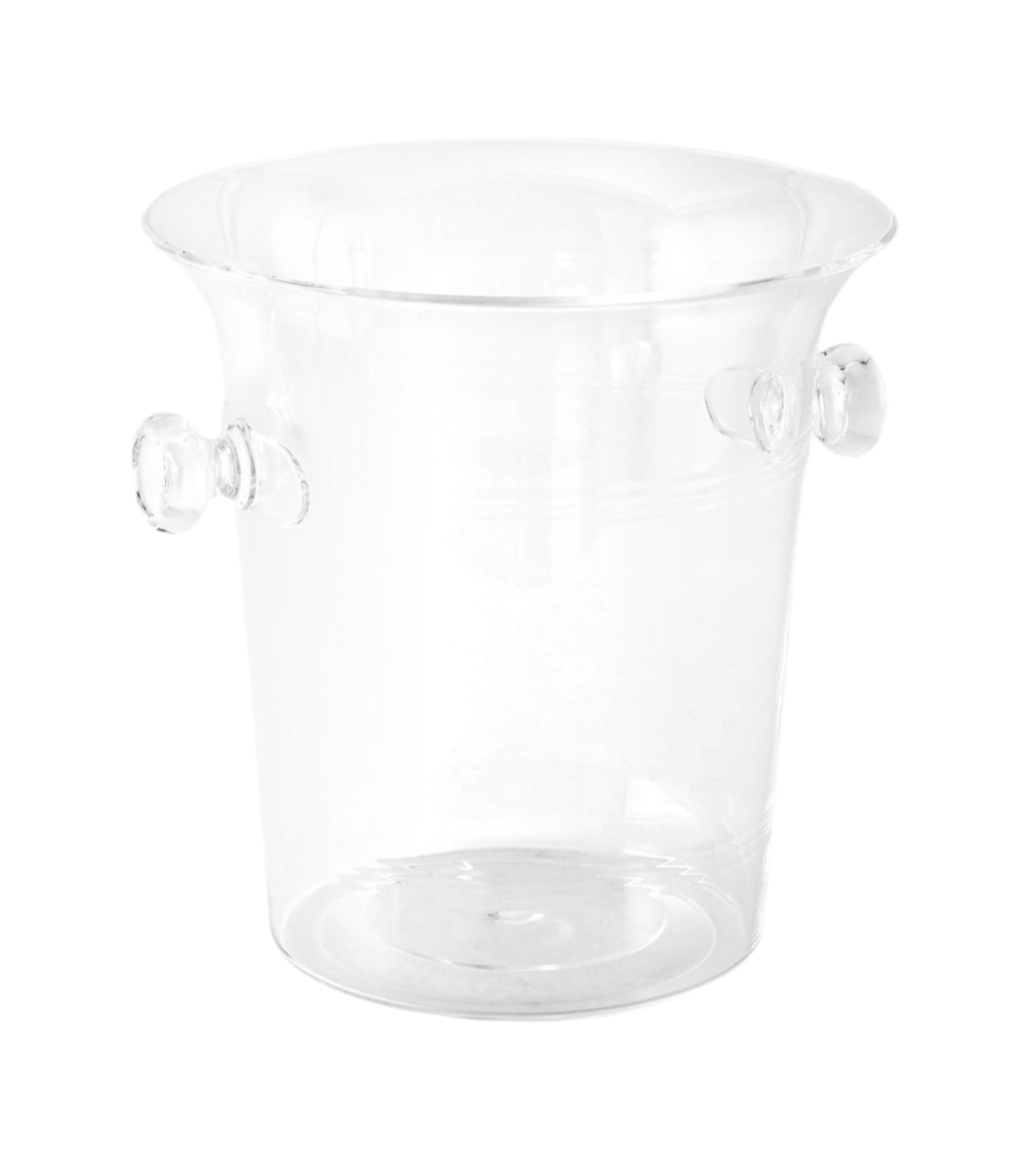 Clear Acrylic champagne ice bucket with white background 