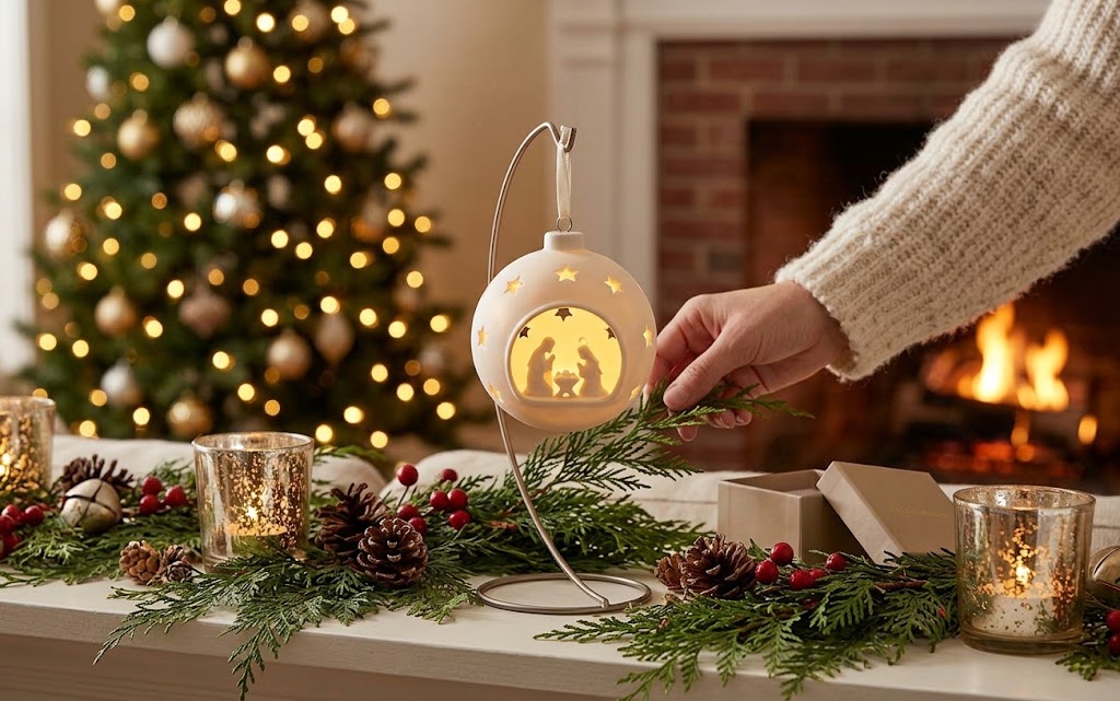Nativity Scene Light-Up Keepsake Ornament with Stand in Gift Box