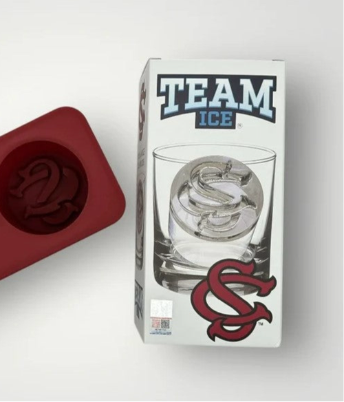 Gameday - Carolina - Ice Mold - Box and Silicone mold with a white background 