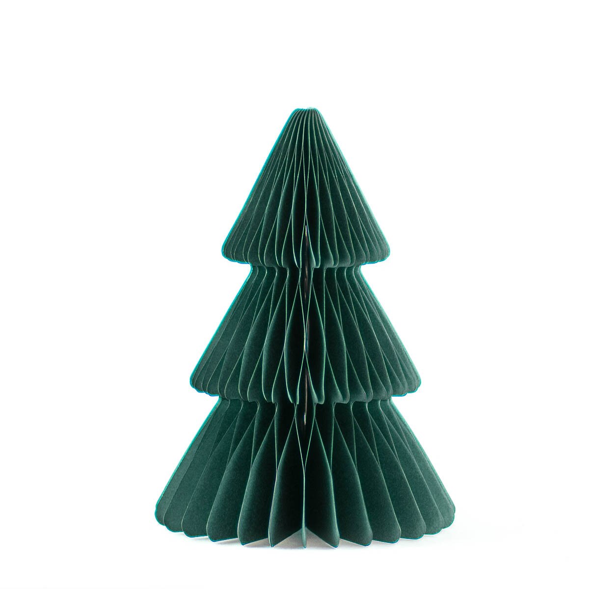 Green paper Christmas tree on a white background