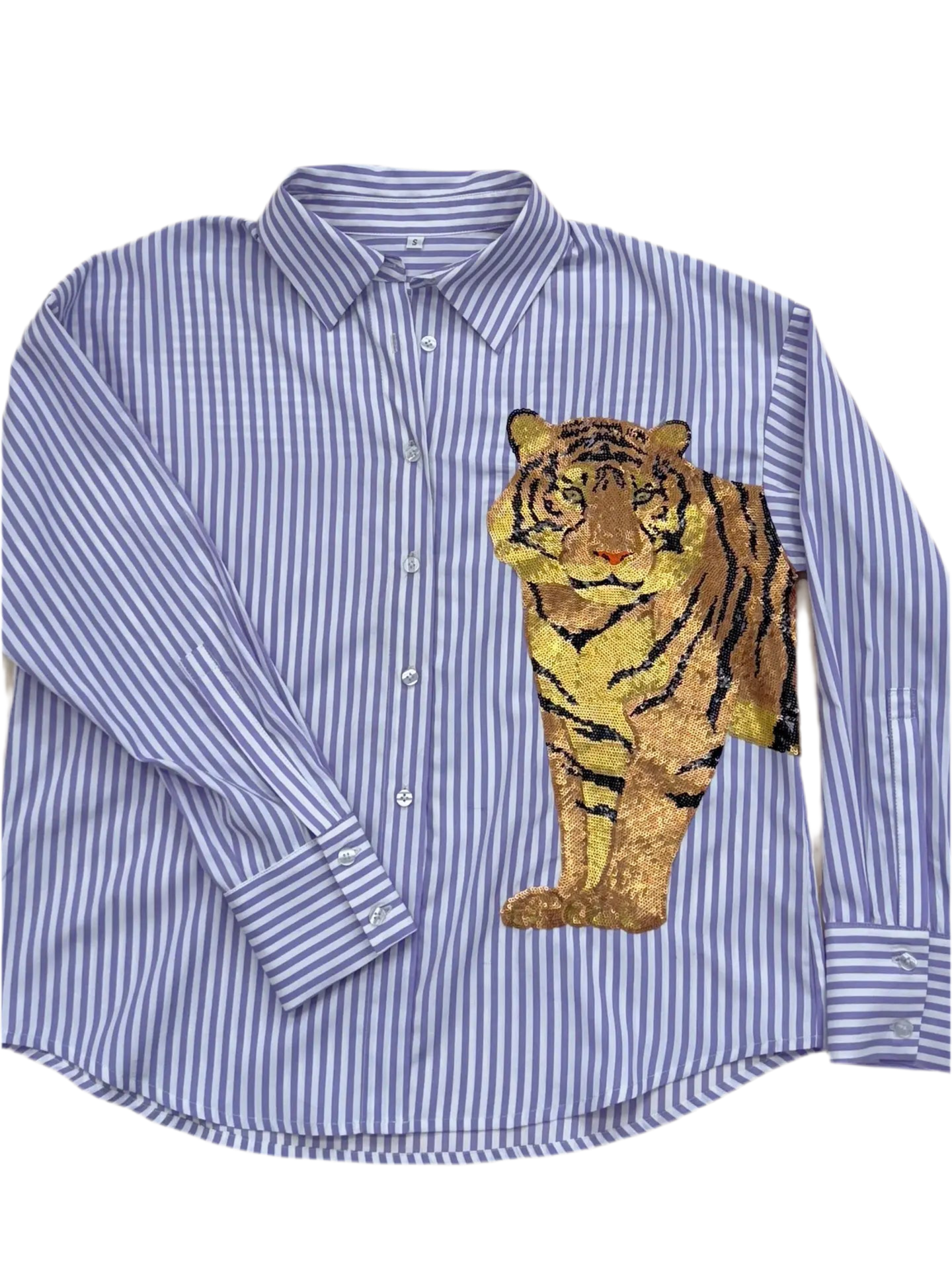 Gameday - Apparel - Striped Button Down - Sequin Tiger - Medium