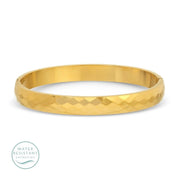 Jewelry - Bracelet - Textured Hinged Bangle - Water Resistant - Gold