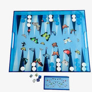 Game - Backgammon Tray - Blue Butterfly