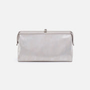 Silver clutch bag on a white background