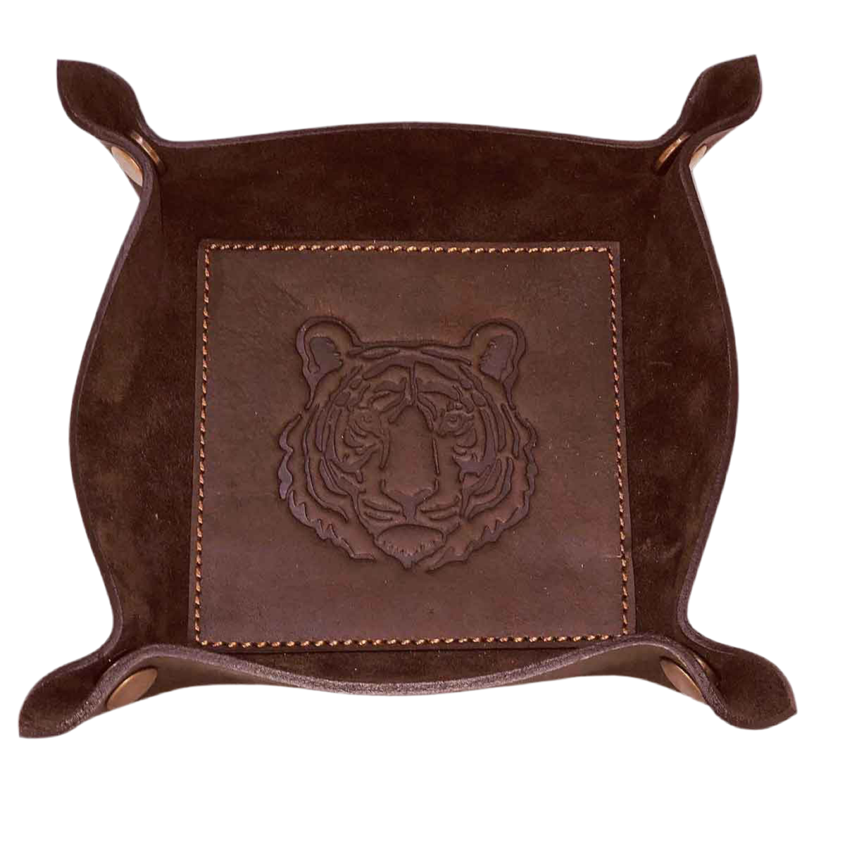 Tray - Valet - Tiger Embossed Leather - Dark Brown