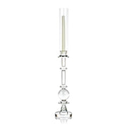 Valentina Zodax brand crystal Clear glass candle holder with a spherical design on a white background