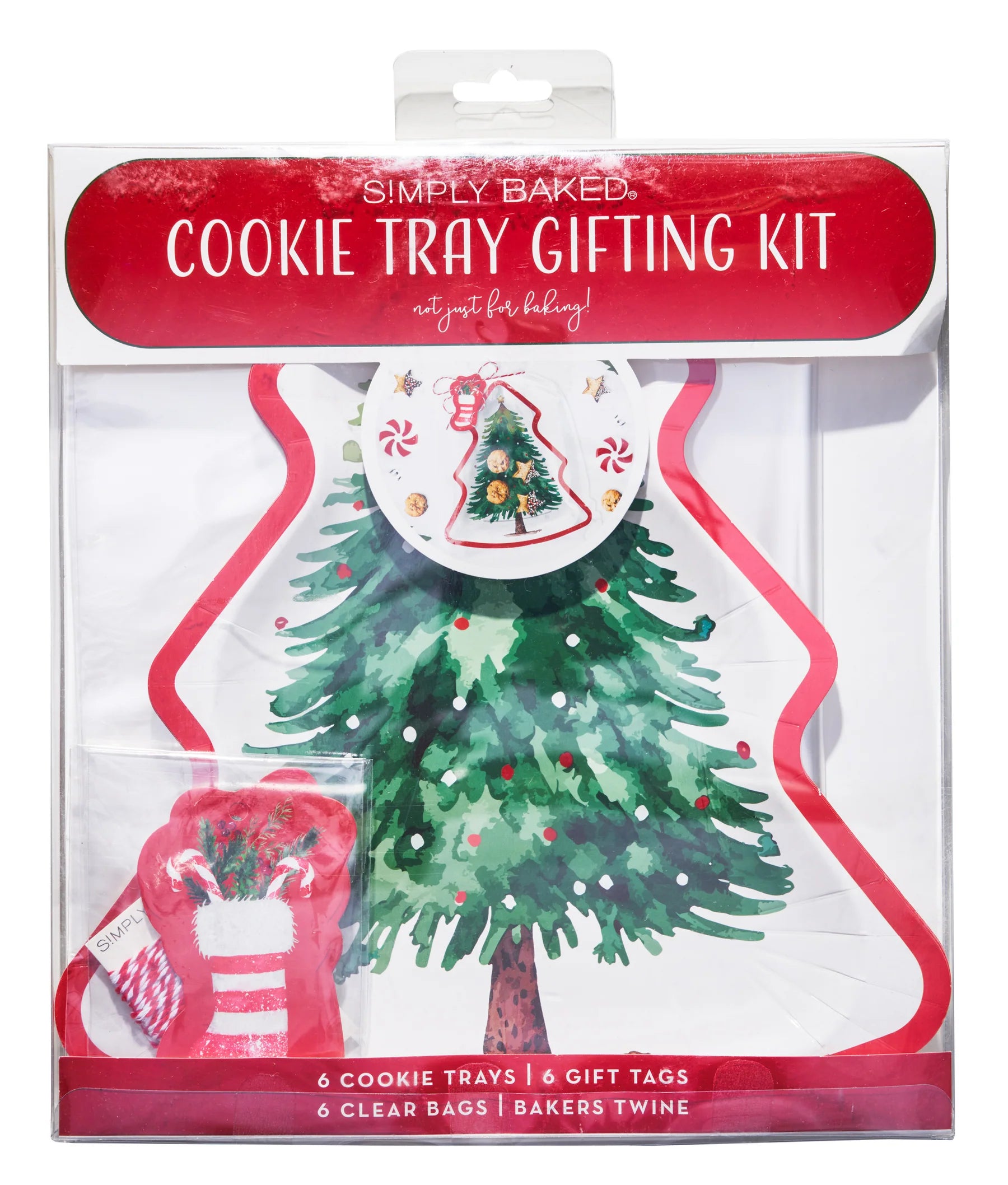 Cookie tray gifting kit packaging with Christmas tree design