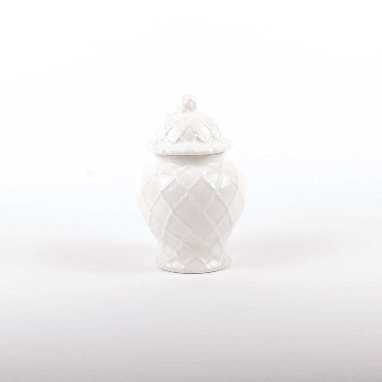 White 8 Oak Lane Brand ceramic Ginger jar with a textured design on a white background 