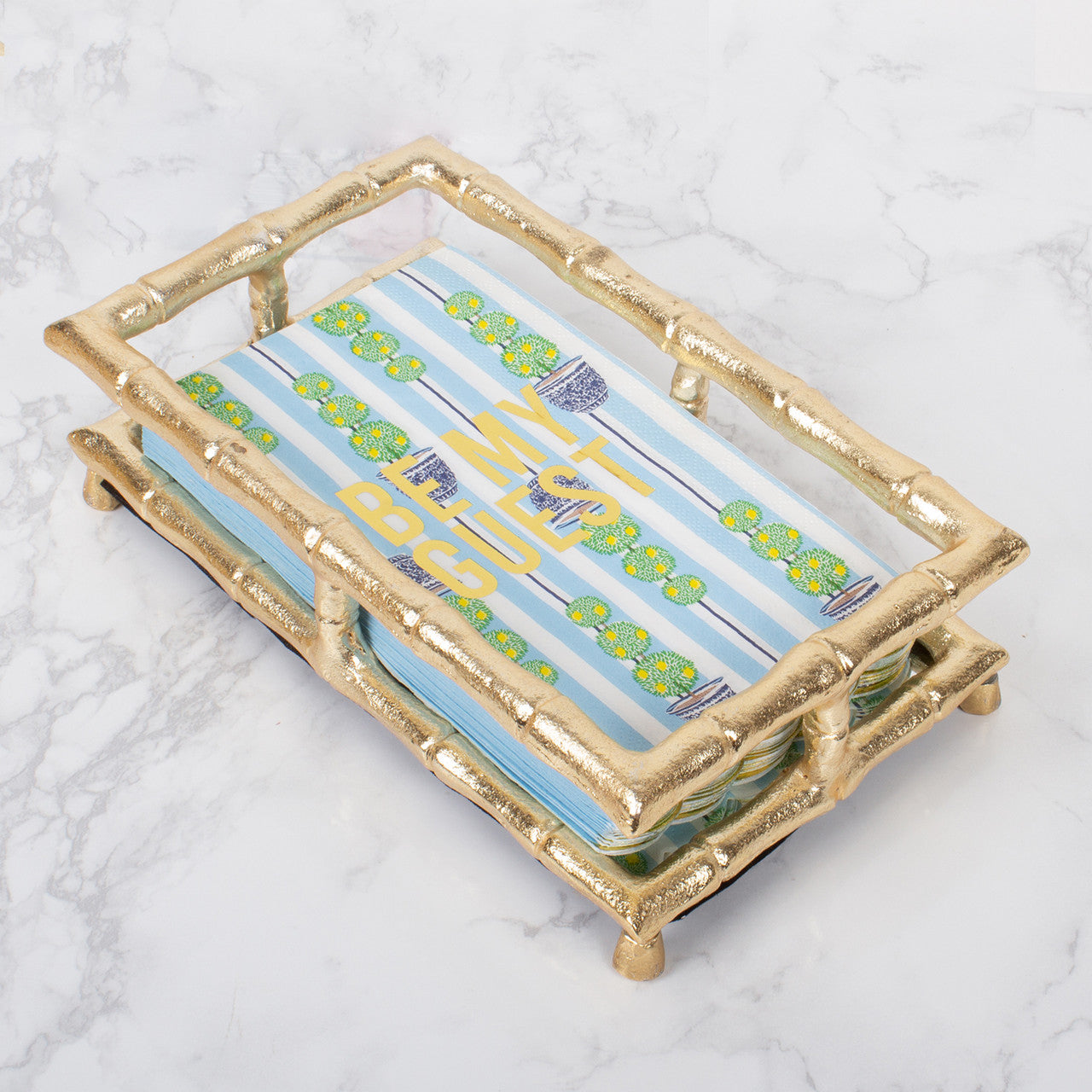 Home - Napkin Holder - Guest - Bamboo - Gold