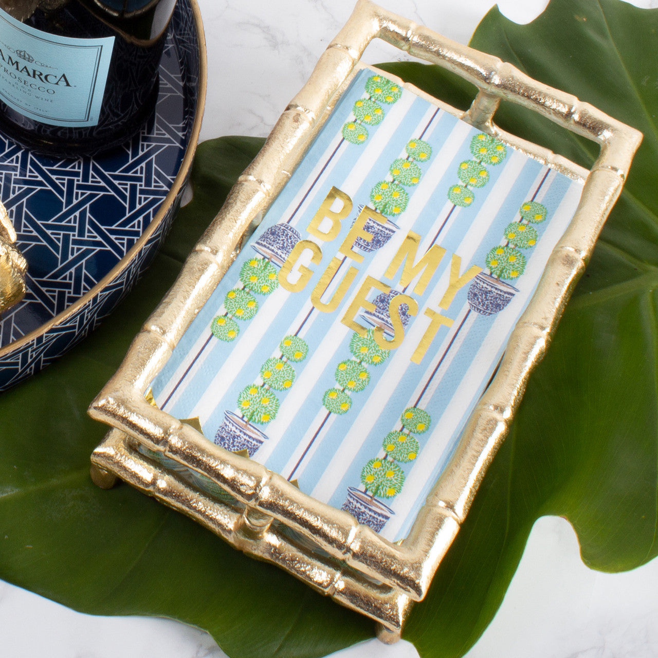Home - Napkin Holder - Guest - Bamboo - Gold