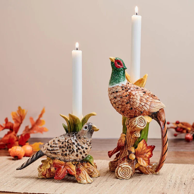 Seasonal - Fall - Candleholder - Pheasant Pair