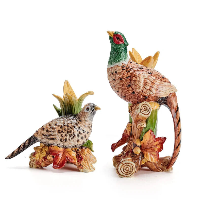 Seasonal - Candleholder - Pheasant Pair 3 dimensional shape 