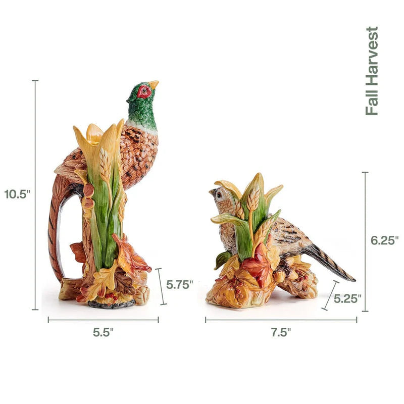 Seasonal - Candleholder - Pheasant Pair 3 dimensional shape 