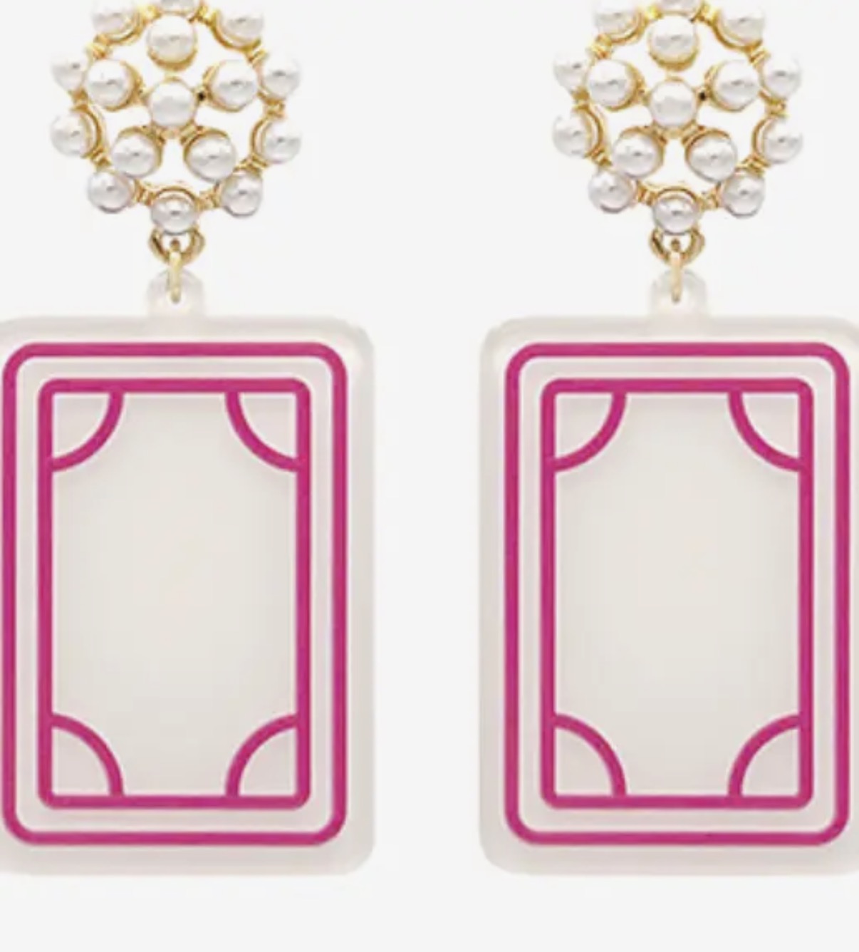 Pearl Mahjong Dangle Earrings
