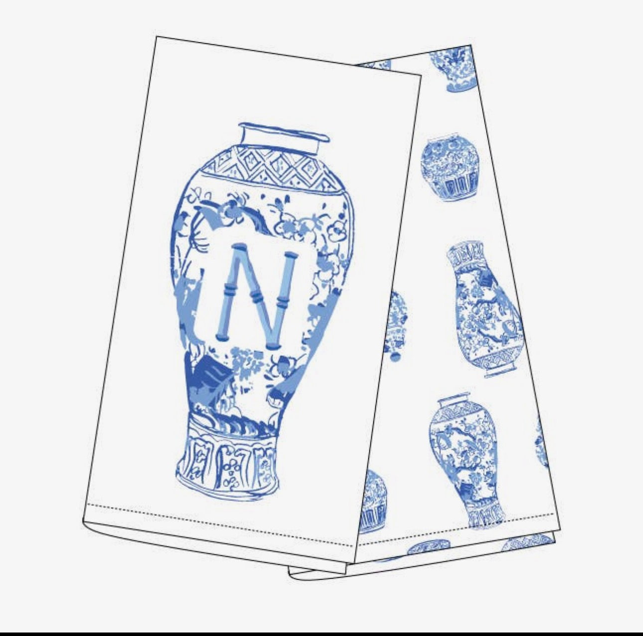 Ginger Jar Monogram Kitchen Towel Set – Letter N