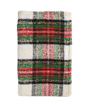 Folded Blanket - White Tartan plaid  - Chenille