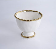 Bowl - Small Footed - White w/ Gold Beads