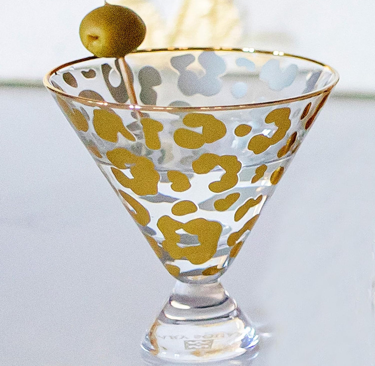 Glasses - Stemless Martini - Gold Leopard