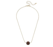 Necklace with a dark brown pendant on a white background