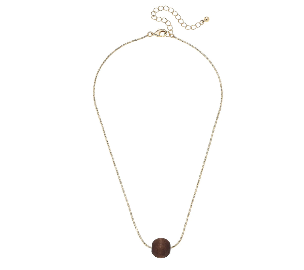 Necklace with a dark brown pendant on a white background