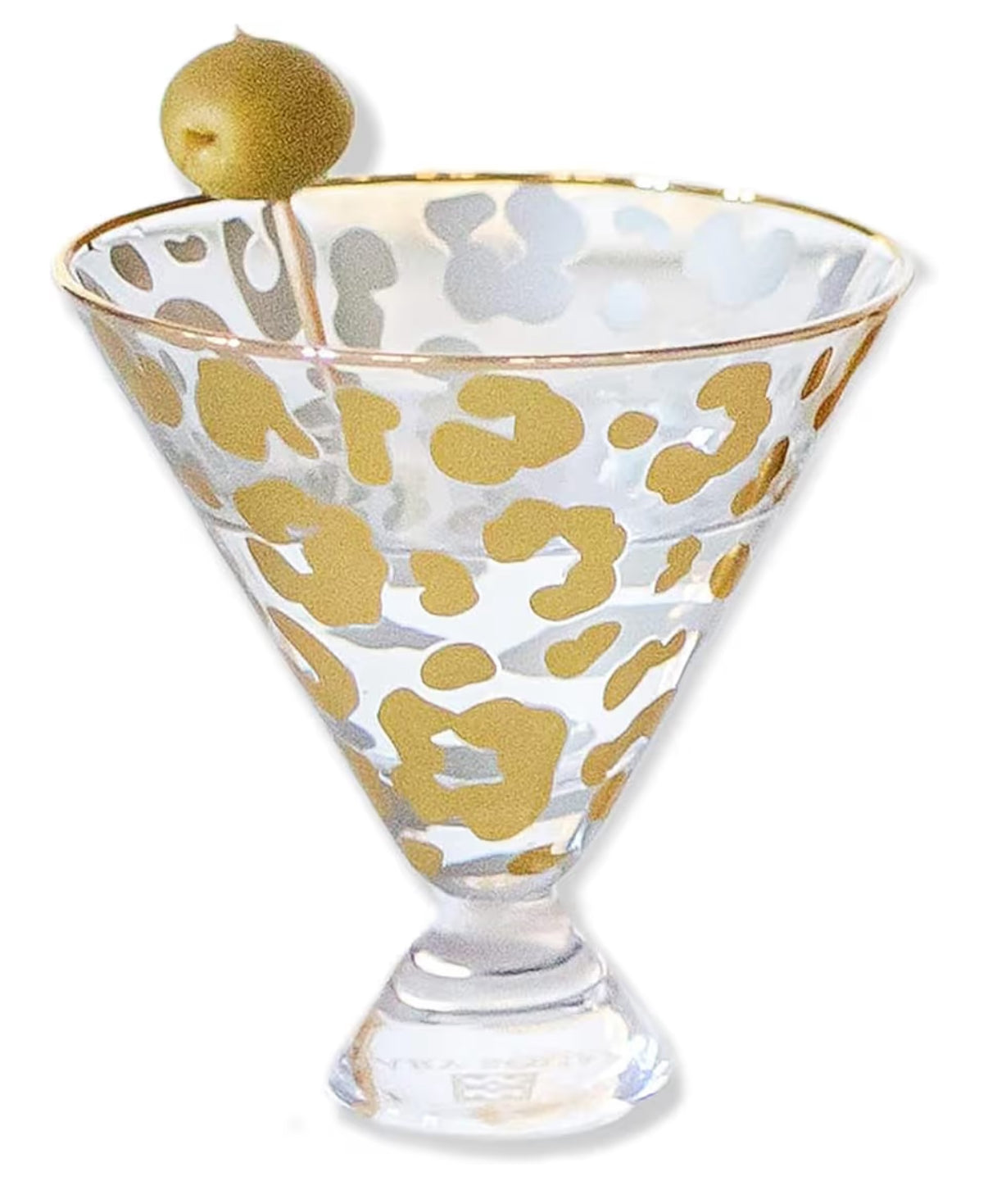 Glasses - Stemless Martini - Gold Leopard