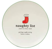 Seasonal - Plate - Dessert - Fun Green Sayings - 8.5” - Naughty List