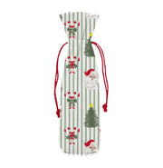 Christmas-themed wine bag with Santa Claus and trees on a white background