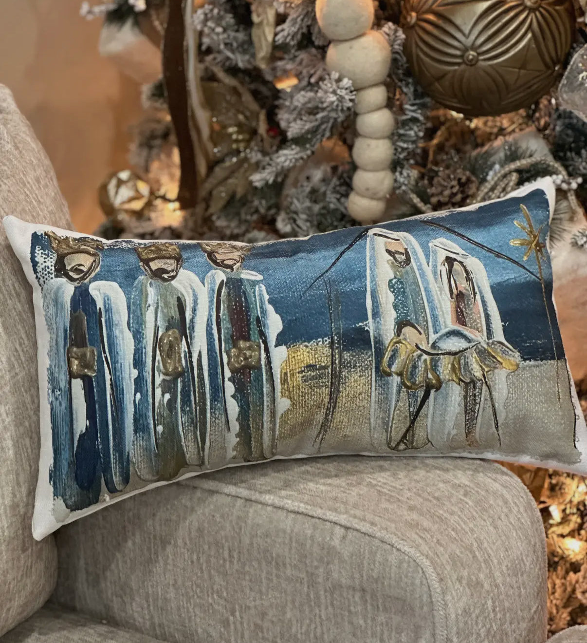 Seasonal - Pillow - Blue Nativity Lumbar