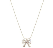 Necklace with a bow-shaped pendant on a white background