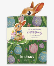 Pop-up Easter Bunny greeting card with matching notepad by freshcut paper on a white background