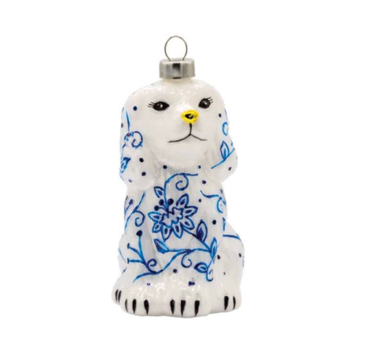 Blue & White Chinoiserie Dog Christmas Ornament - 4.5 Inch