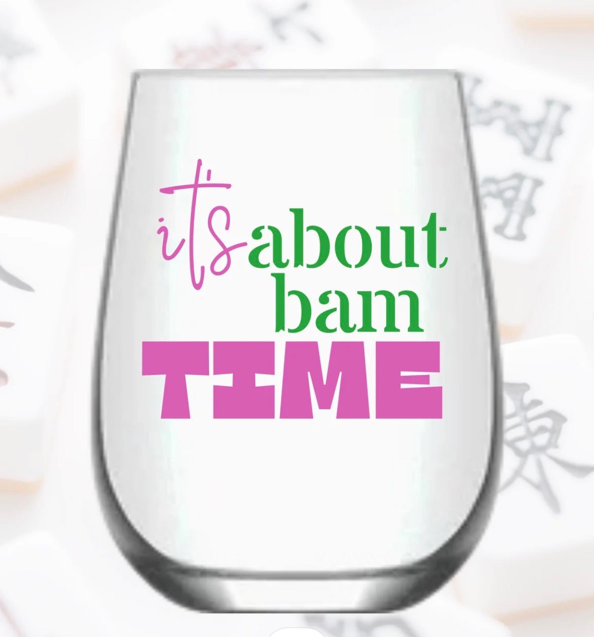 Mahjong Stemless Wine Glasses - 4 ct