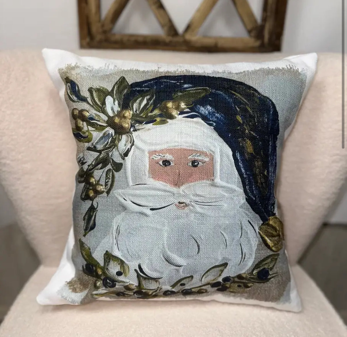 Seasonal - Pillow - Navy Santa