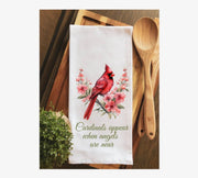Watercolor Red Cardinal Floral Tea Towel