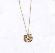 Gold Tiger Pendant Necklace 18"