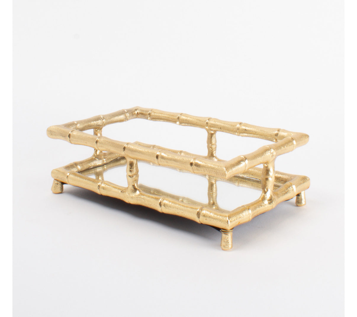 Napkin Holder - Gold Bamboo Mirror Bottom - Guest