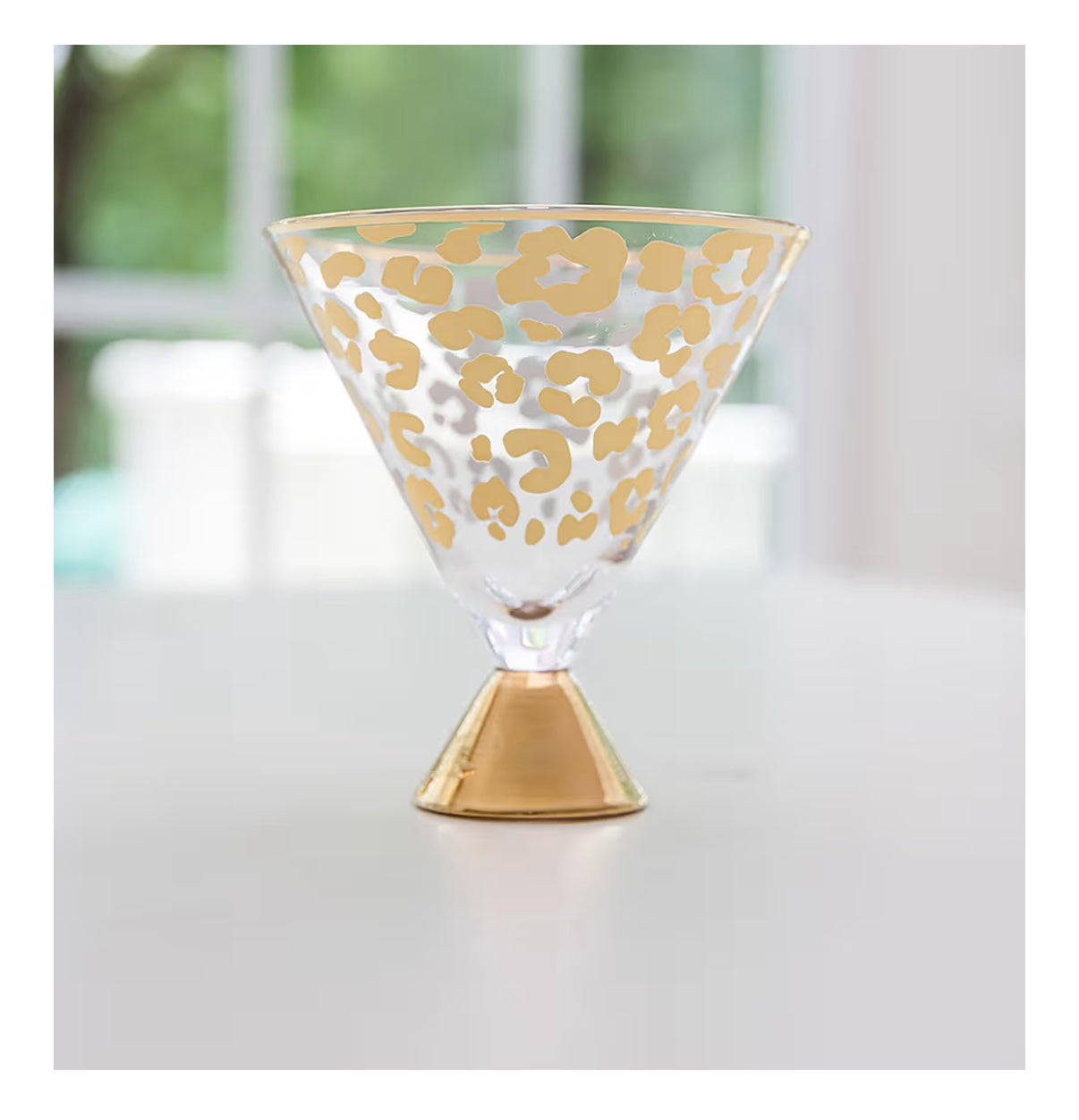 Glasses - Stemless Martini - Gold Leopard