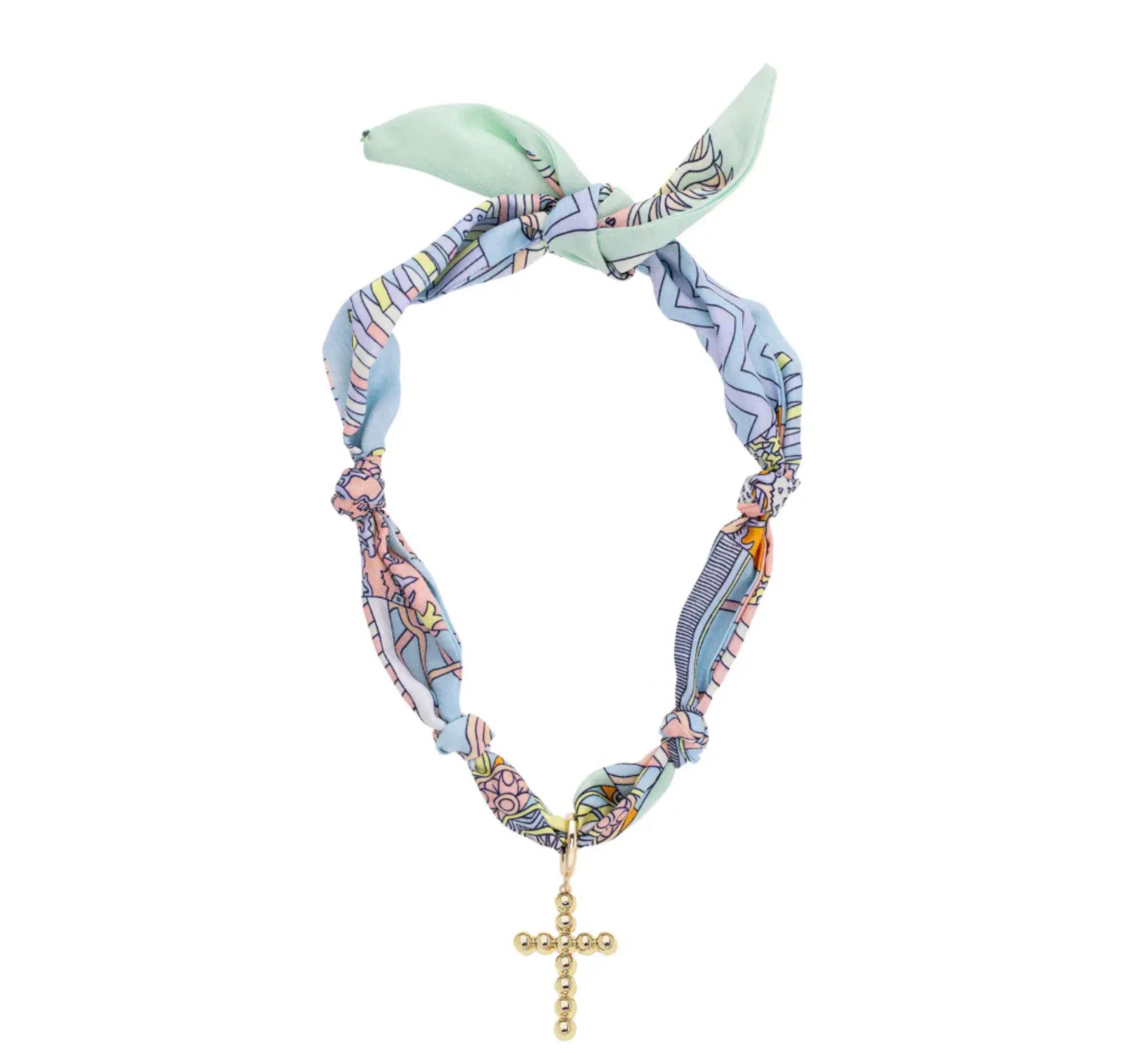 Jewelry - Necklace - Louisa Beaded Cross - Pastel Scarf