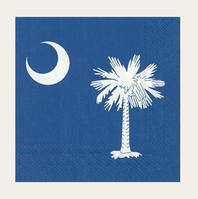 Napkins - Cocktail - SC Flag- blue and white South Carolinaflag napkin on a white background