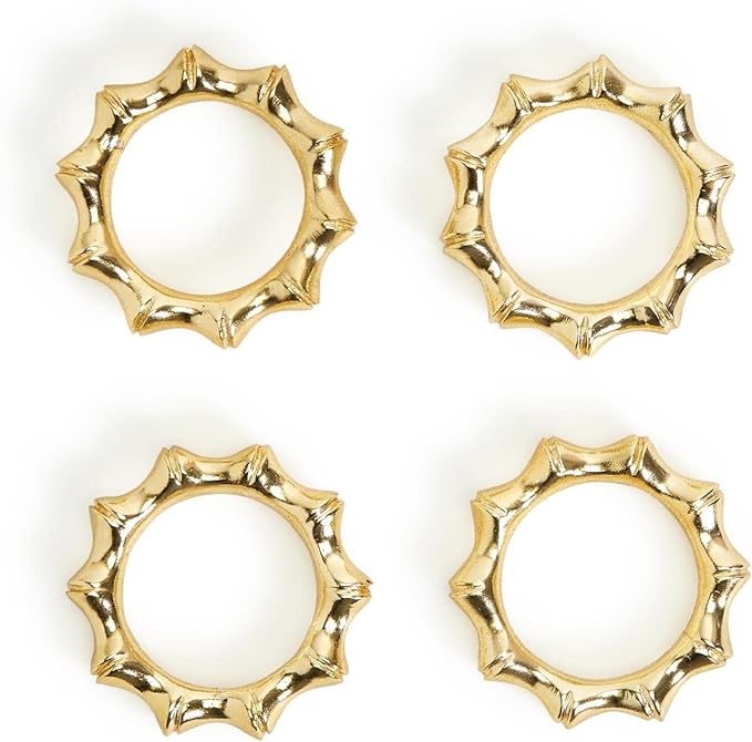 Napkin Rings - Golden Bamboo - Set Of 4