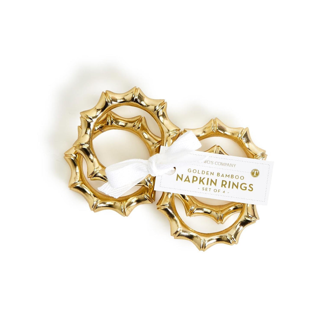Napkin Rings - Golden Bamboo - Set Of 4