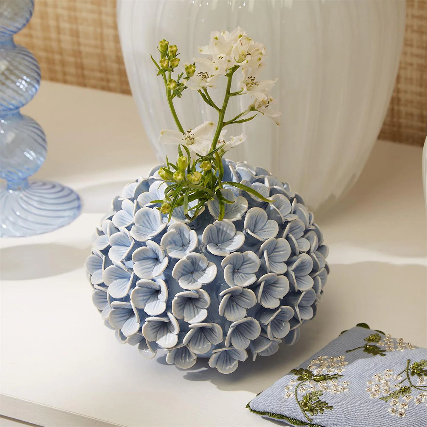 Candlestick - Hydrangea Flower - Set of 2