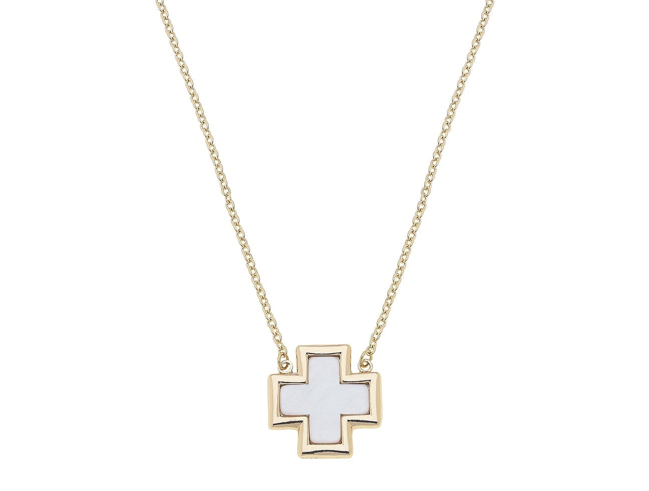 Necklace with a cross pendant on a white background