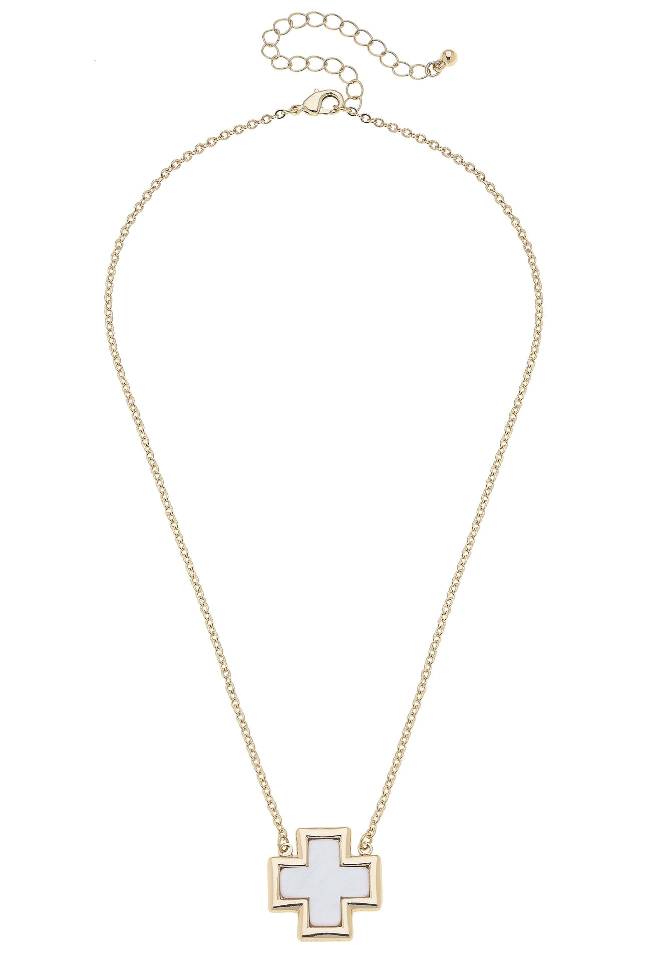 Necklace with a cross pendant on a white background
