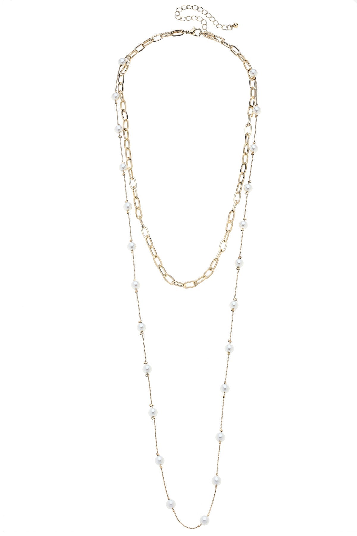 Two layered necklaces on a white background