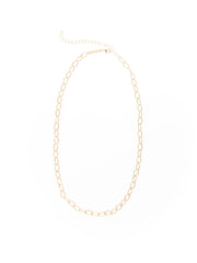 Gold chain necklace on a white background