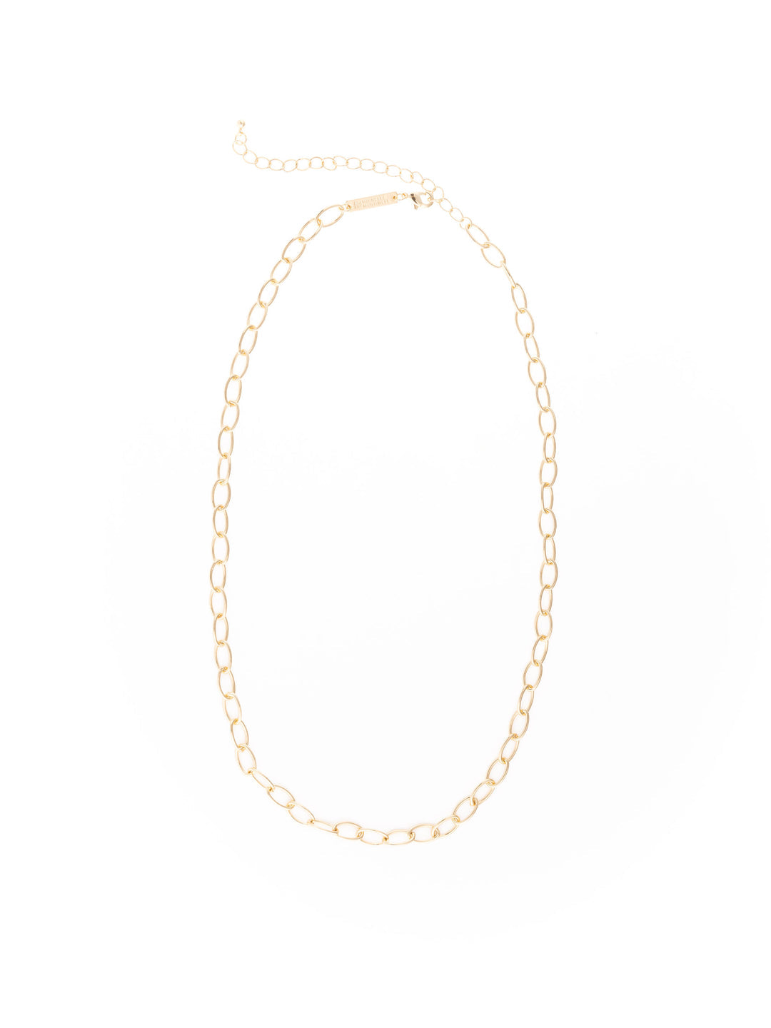 Gold chain necklace on a white background