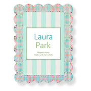 Decorative photo frame with colorful scalloped edge and 'Laura Park' branding.