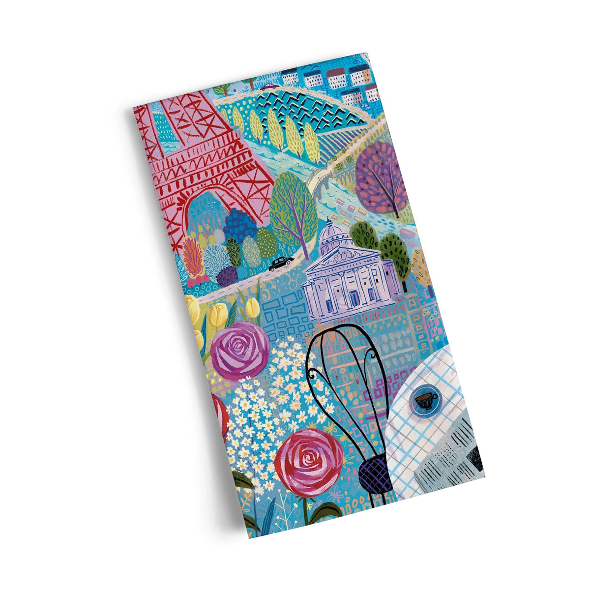 Tea Towel - Paris- this picture is a close up of the Paris design with a white background 