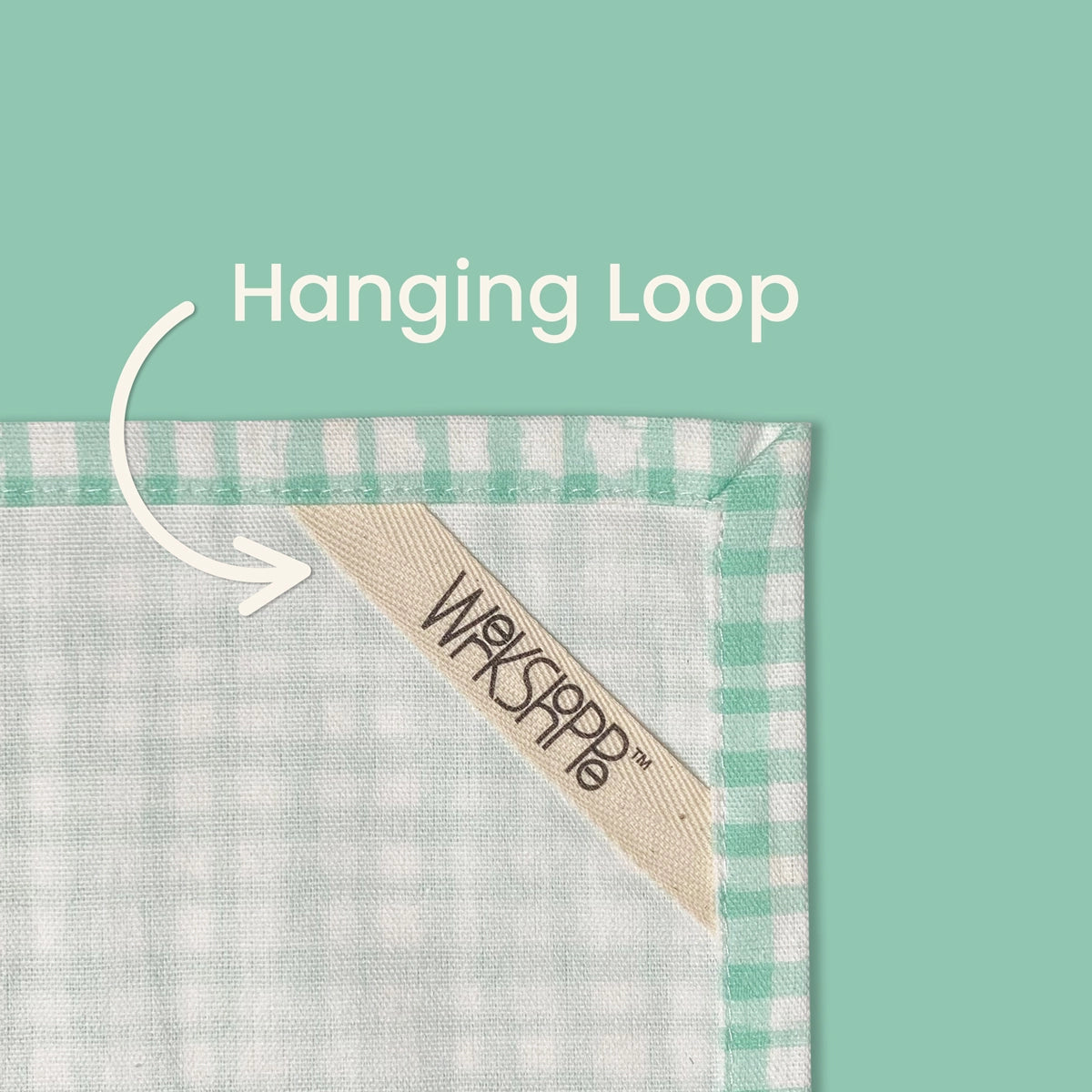 Tea Towel - Paris -this picture has an arrow showing the hanging loop for the tea towel 